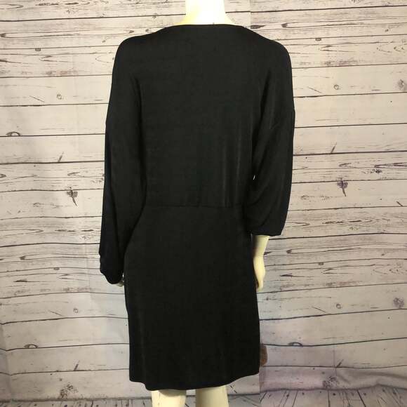 NWT ASOS DESIGN Curve long sleeve mini wrap sexy dress in black size 14 - Picture 9 of 12